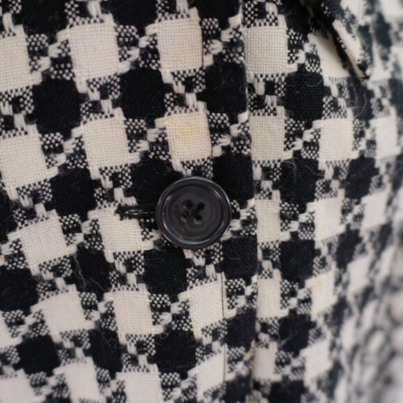 DAMAGED Rafaella Large Black White Tweed Plaid Sport Coat Wool Acrylic Polyester - Picture 3 of 12
